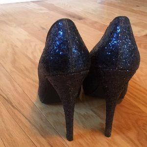 Navy sequin pumps